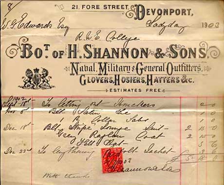 Shannon - Billhead of 1903